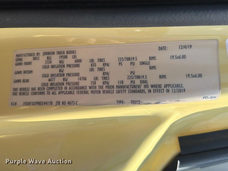image for item EG9257 2019 Ford F550 Super Duty refrigerated delivery truck