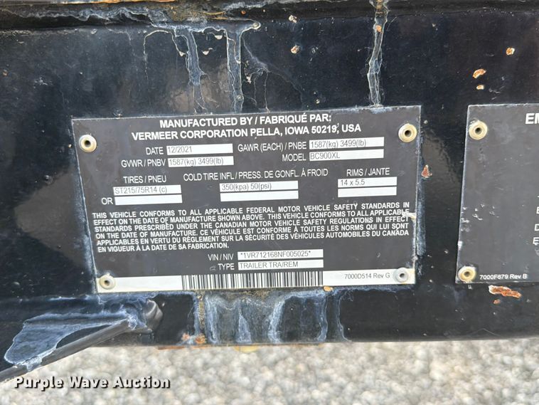 image for item EG9275 2022 Vermeer BC900XL wood chipper