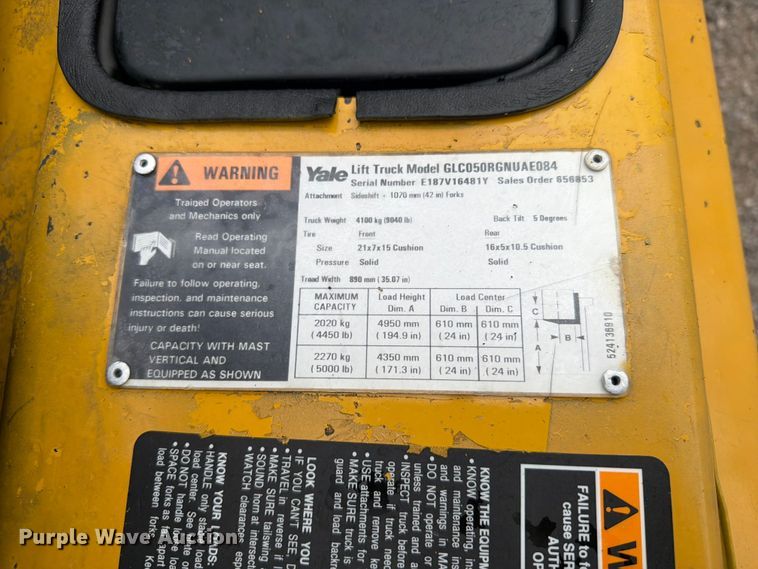 image for item EG9284 Yale GLC050RGNUAE084 forklift