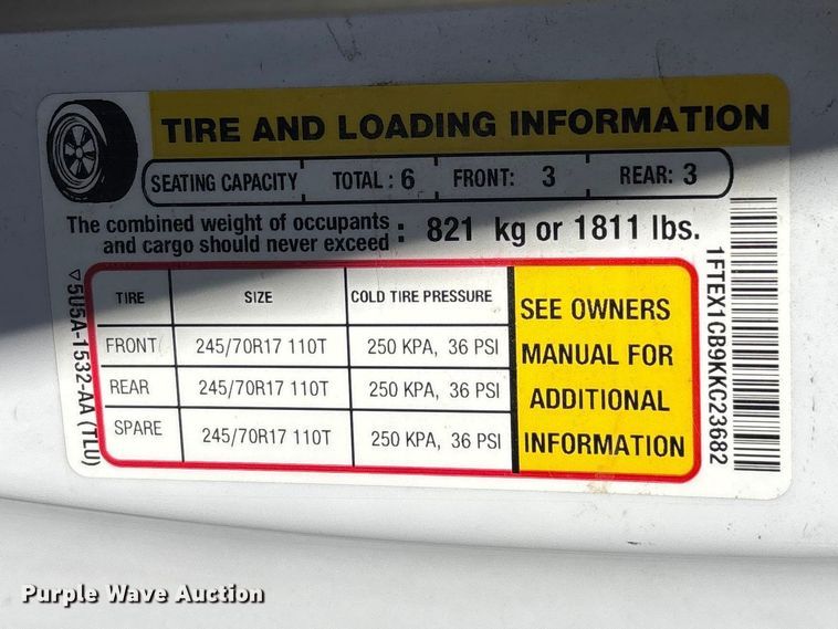 image for item EL2497 2019 Ford F150 Ext. Cab pickup truck