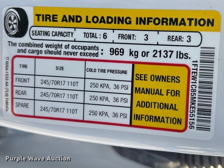 image for item EL2500 2021 Ford F150 Ext. Cab pickup truck