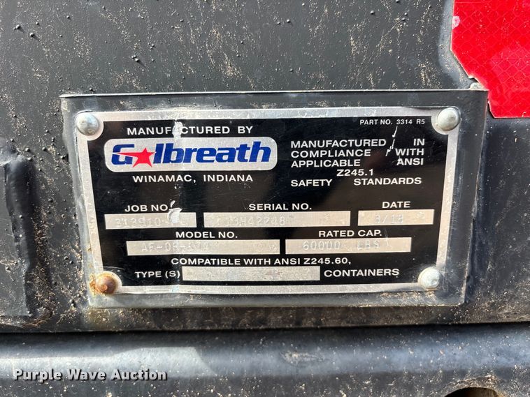 image for item EL2525 2018 Galbreath AF-0R-174 roll-off container bed