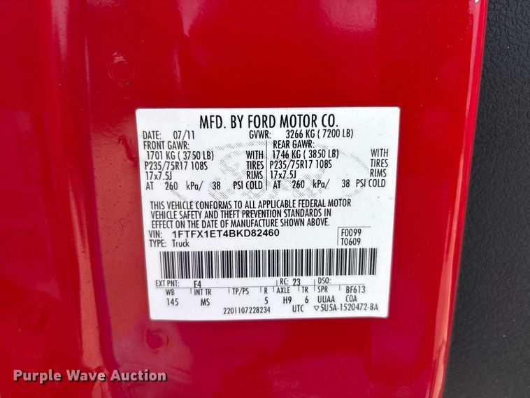 image for item ER3172 2011 Ford F150 XLT Ext. Cab pickup truck