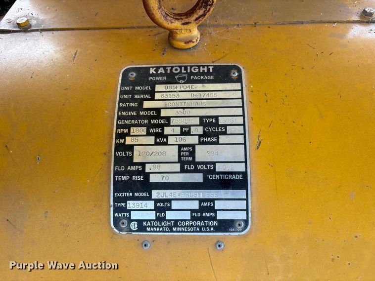 image for item ET0088 Katolight D85FPD4E generator
