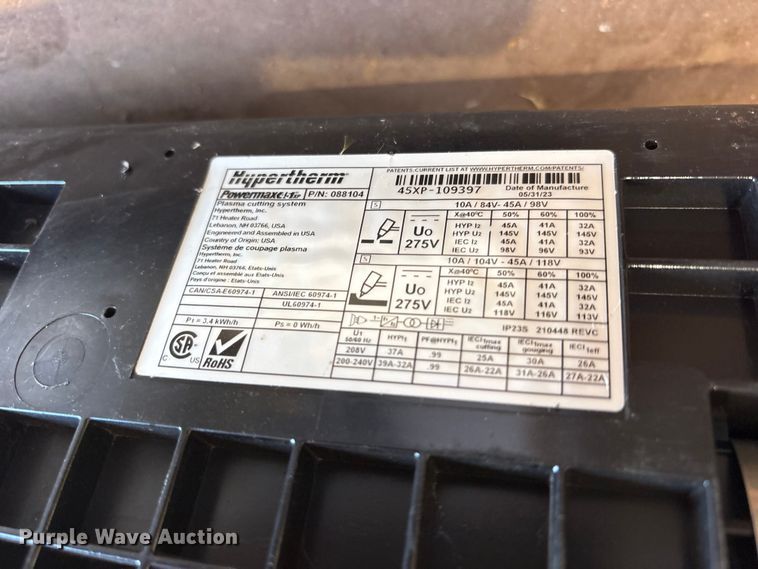 image for item ET0108 2023 Hypertherm Hypermax 45 XP plasma cutter