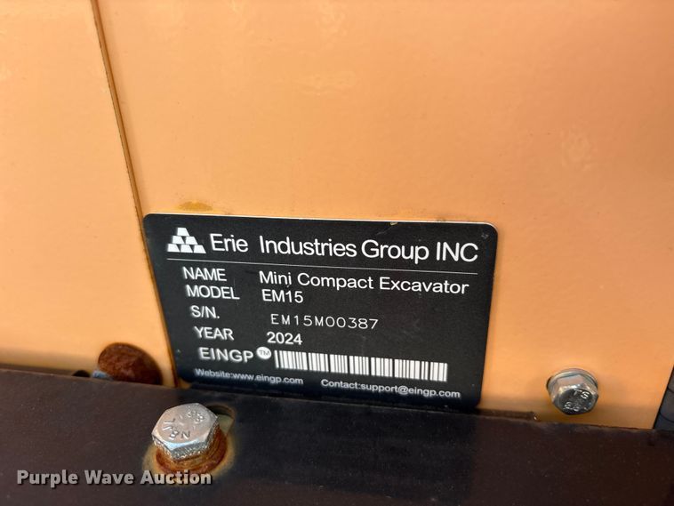 image for item ET0145 2024 Erie EM15 mini excavator