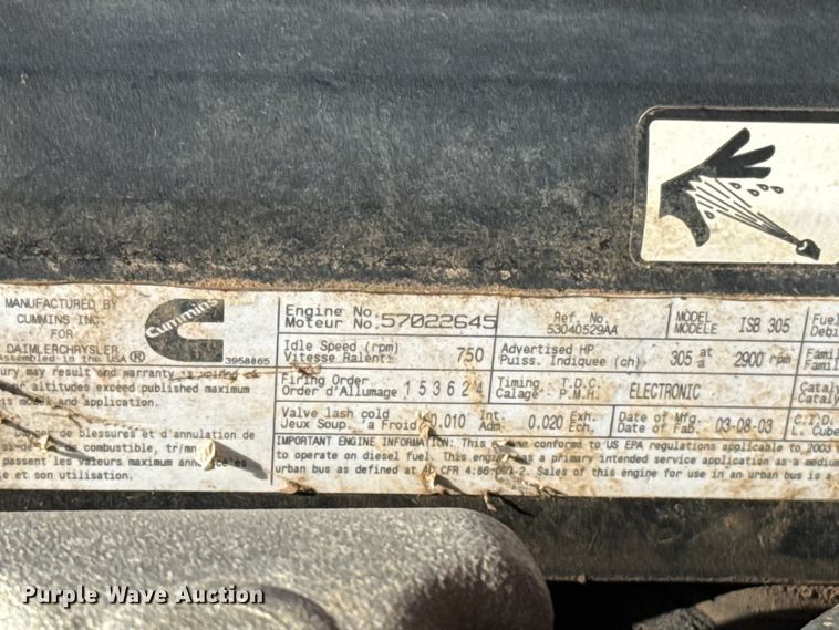 image for item ET6460 2003 Dodge Ram 3500 Crew Cab flatbed pickup truck