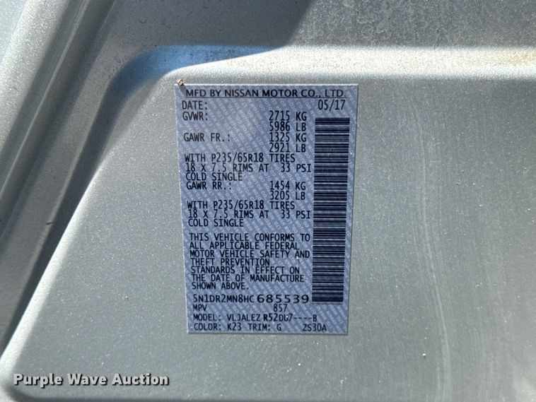 image for item ET6475 2017 Nissan Pathfinder SUV