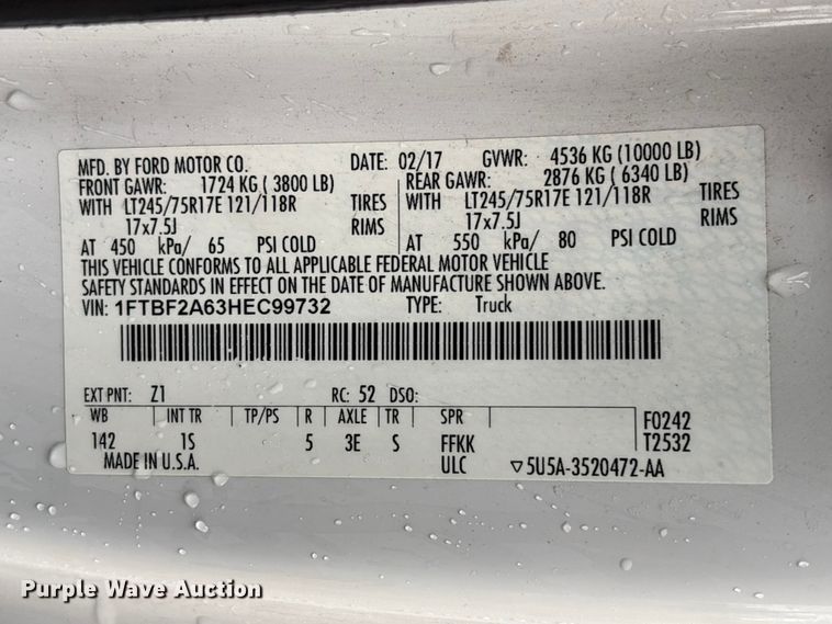 image for item EU0740 2017 Ford F250 Super Duty pickup truck