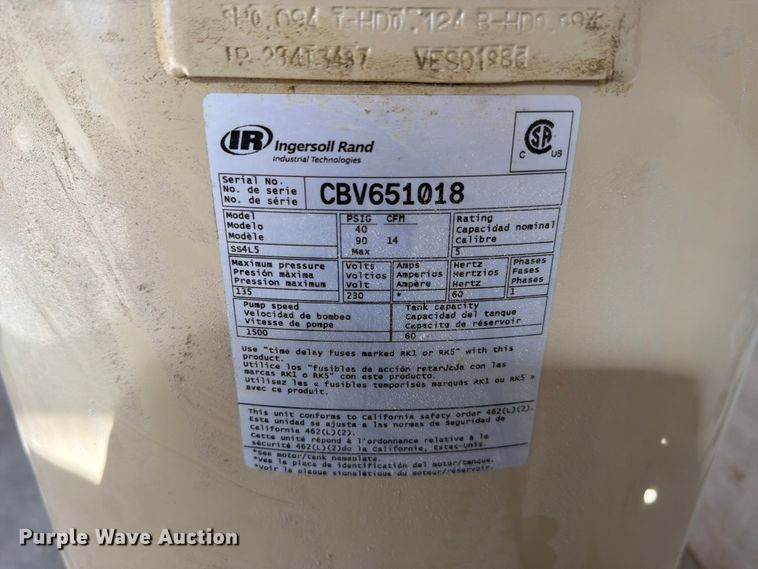 image for item EV2327 Ingersoll Rand SS4L5 air compressor
