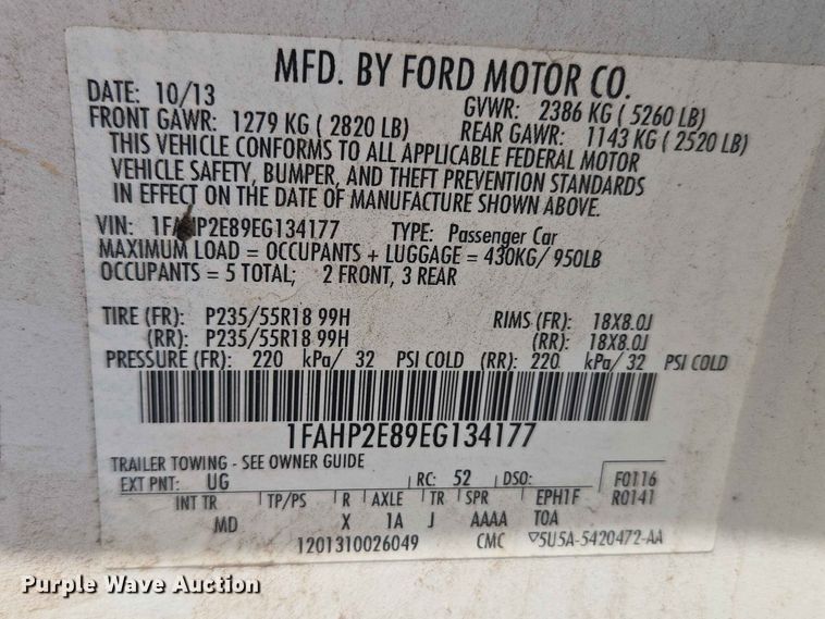image for item EW0422 2014 Ford Taurus 
