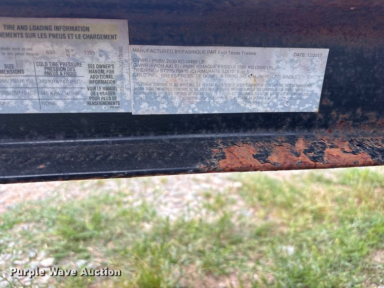 image for item EW1565 2018 East Texas Trailer refuse trailer