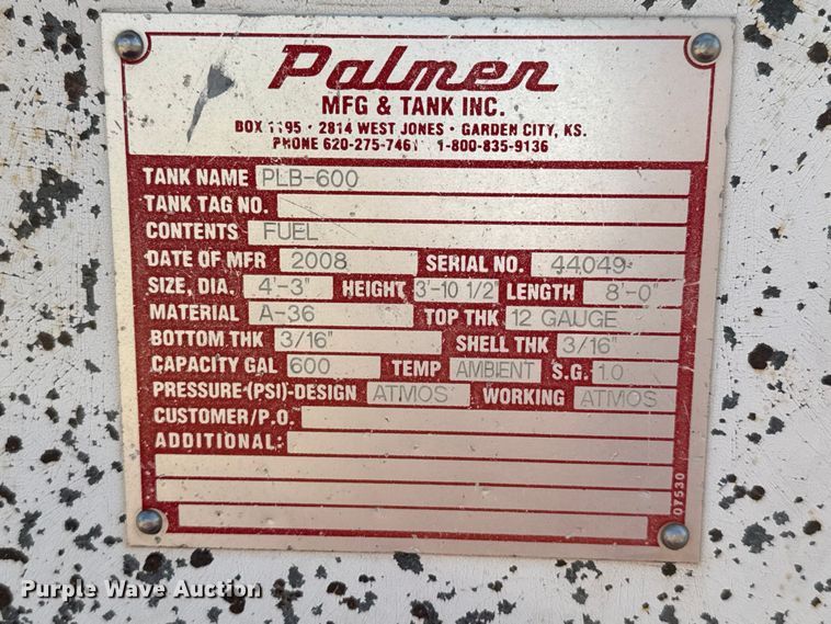 image for item EW4052 2008 Palmer fuel trailer