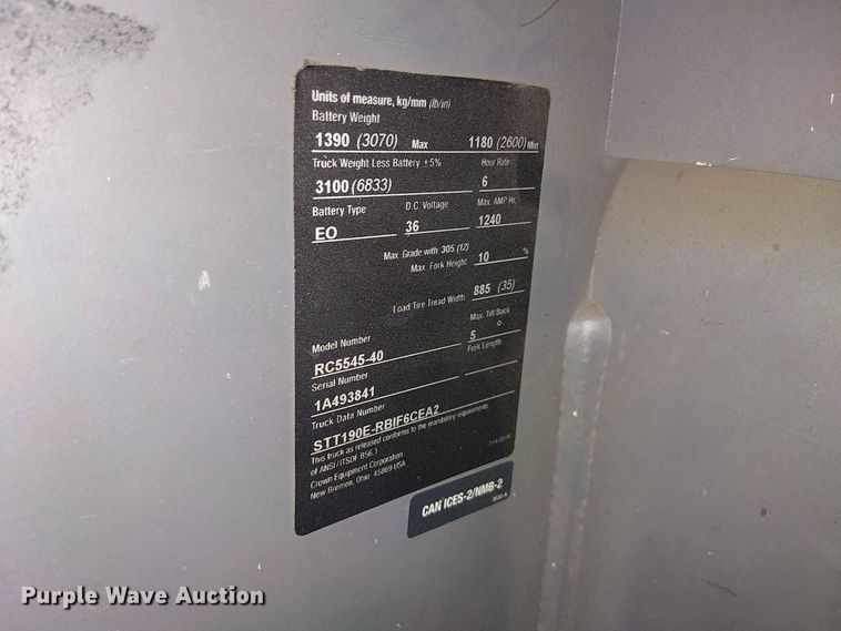 image for item EX3021 2018 Crown RC5545-40 forklift