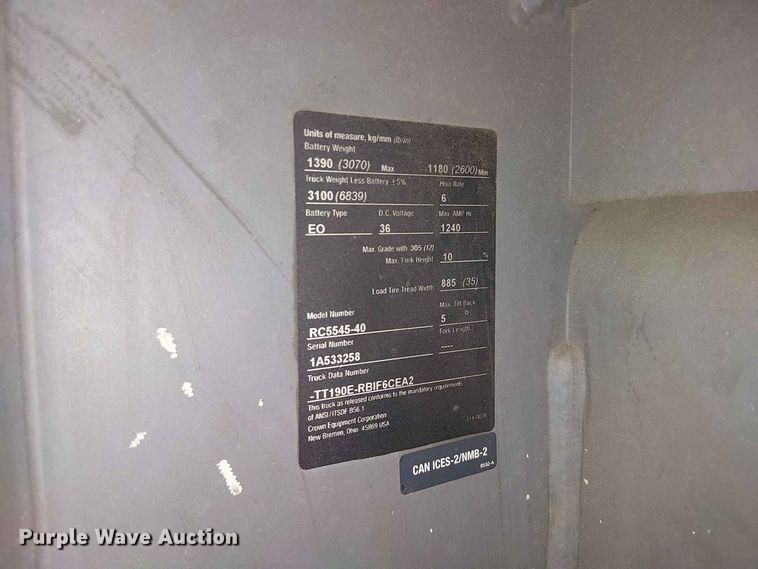 image for item EX3025 2018 Crown RC5545-40 forklift