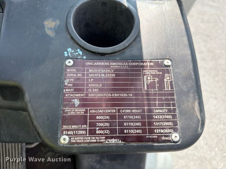 image for item EX3041 2019 UniCarriers PF70 forklift