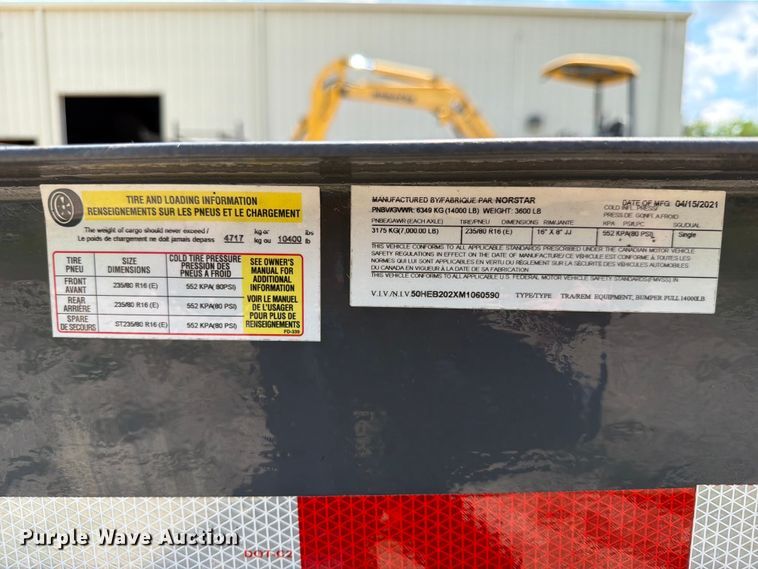 image for item EX4043 2021 Norstar Trailers Iron bull utility trailer