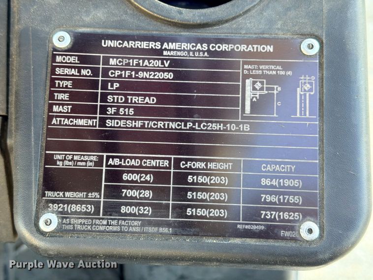 image for item FB8264 2018 UniCarriers CFS40 forklift