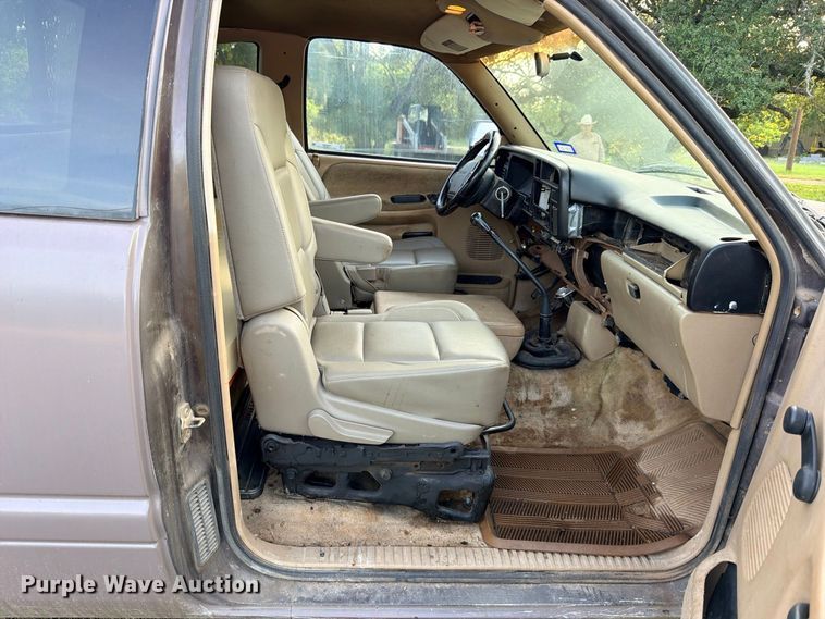 image for item FB8282 1997 Dodge Ram 3500 Ext. Cab flatbed pickup truck