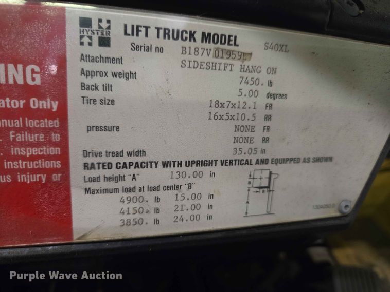 image for item FC0966 Hyster S40XL forklift