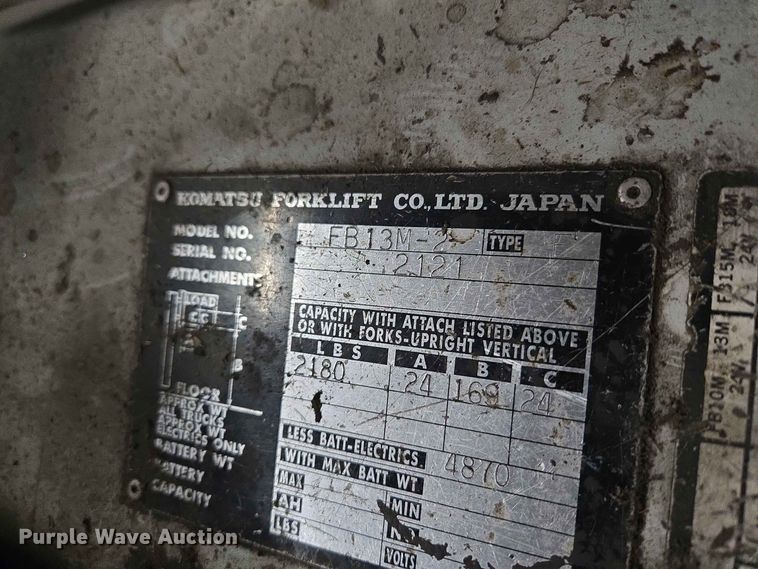 image for item FC0968 Komatsu FB13M-2 forklift