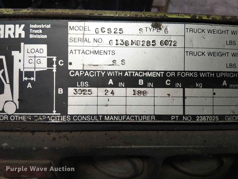 image for item FC1848 Clark GCS25 forklift
