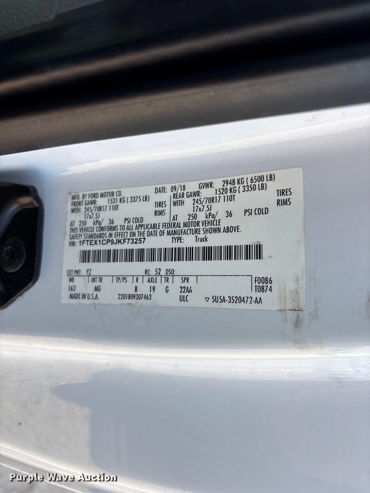 image for item FC2513 2018 Ford F150 Ext. Cab pickup truck