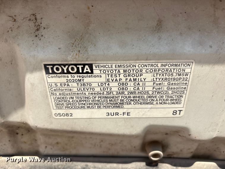 image for item FC2514 2020 Toyota Tundra Ext. Cab pickup truck