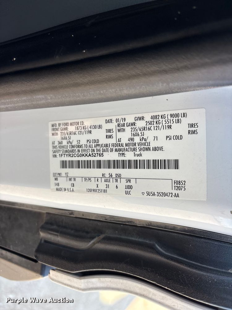 image for item FC2515 2019 Ford Transit van
