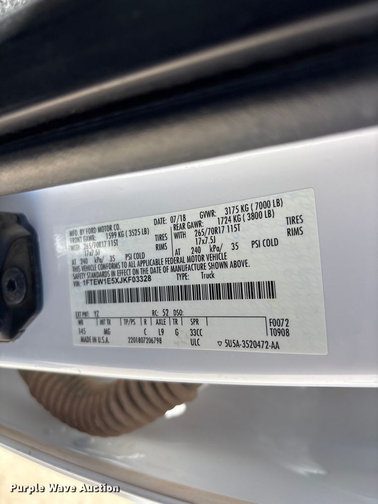 image for item FC2516 2018 Ford F150 Crew Cab pickup truck