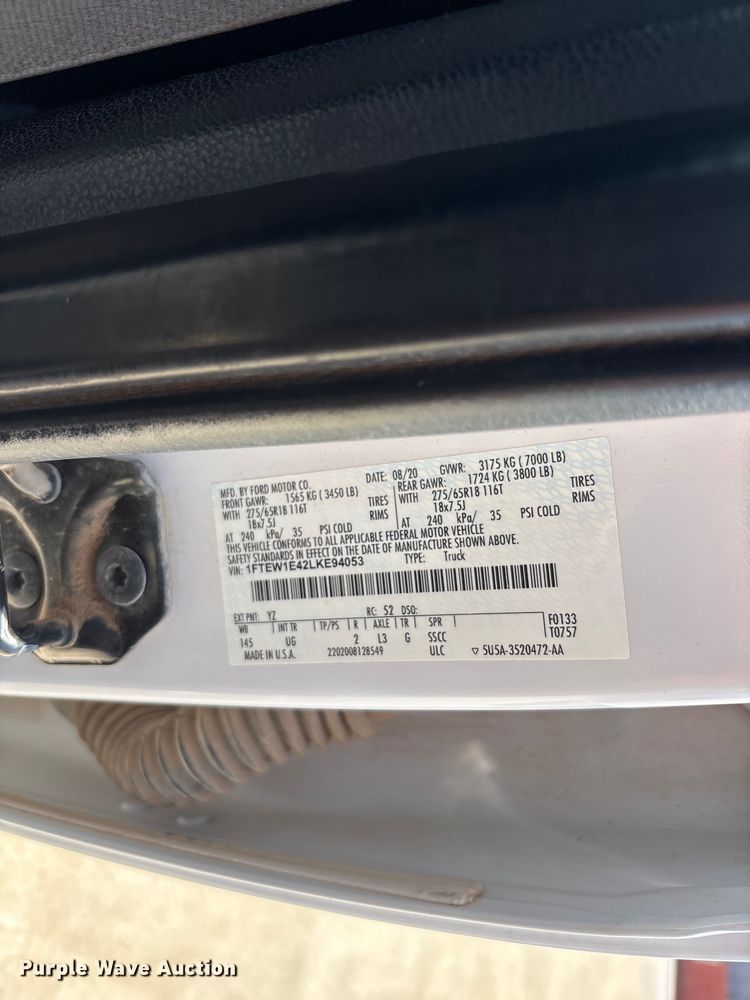 image for item FC2517 2020 Ford F150 Crew Cab pickup truck