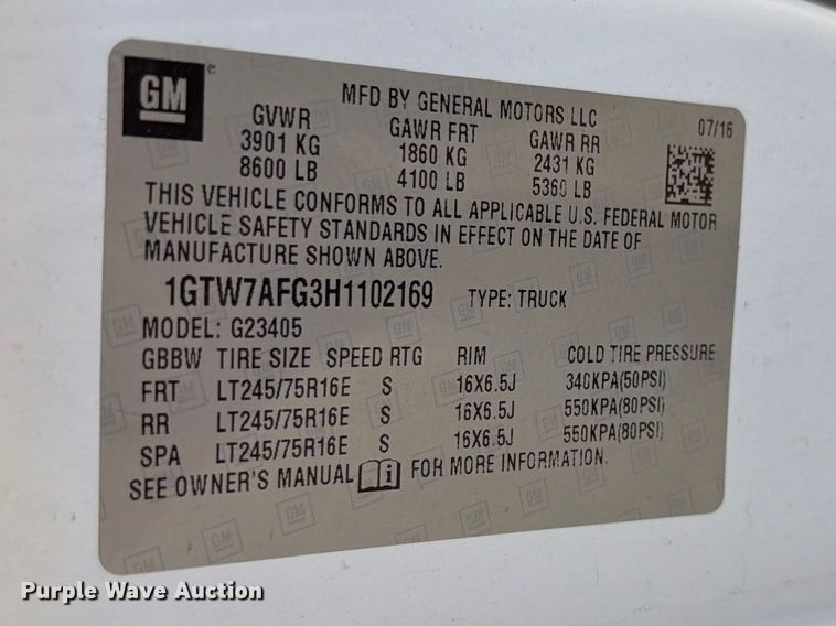 image for item FH6251 2017 GMC Savana G2500 van