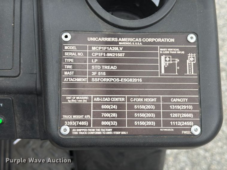 image for item FK4538 2017 UniCarriers CFS40 forklift
