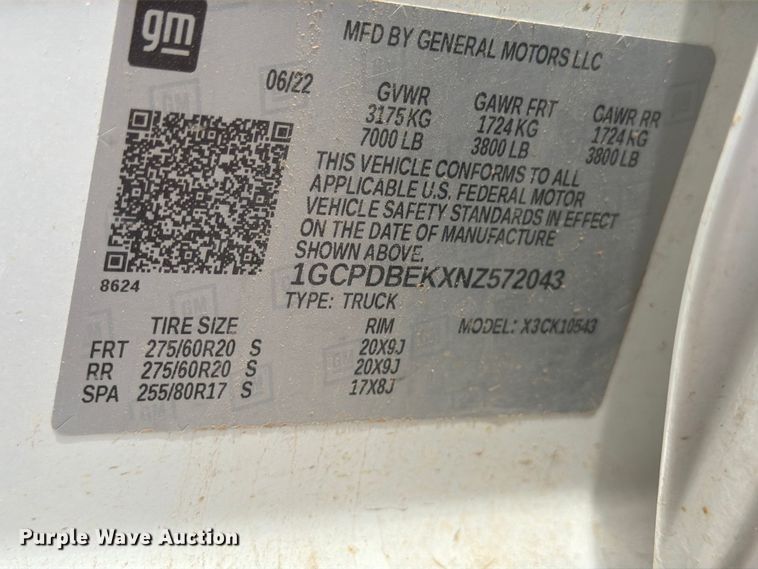 image for item FM7588 2022 Chevrolet Silverado 1500 Crew Cab pickup truck