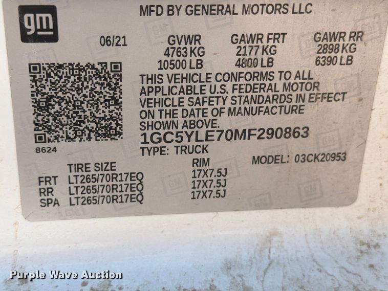 image for item FM7592 2021 Chevrolet Silverado 2500HD Crew Cab pickup truck