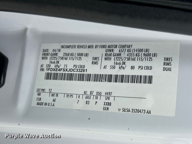 image for item FT6001 2018 Ford E450 Super Duty refrigerated delivery truck