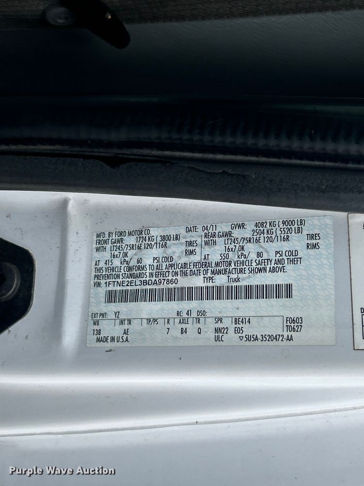 image for item FT6013 2011 Ford E250 van