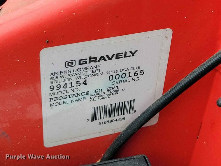 image for item FU0018 2020 Gravely Pro stance 60 ZTR lawn mower