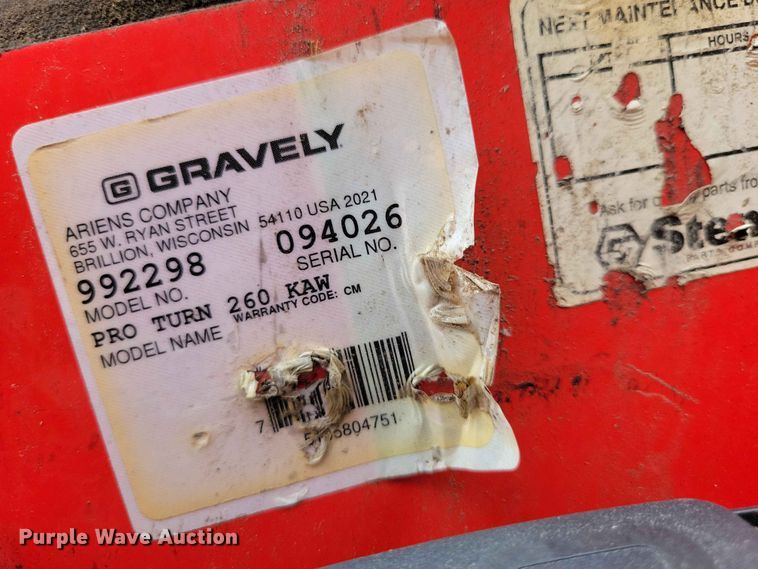 image for item FU0021 Gravely Pro turn 260 ZTR lawn mower