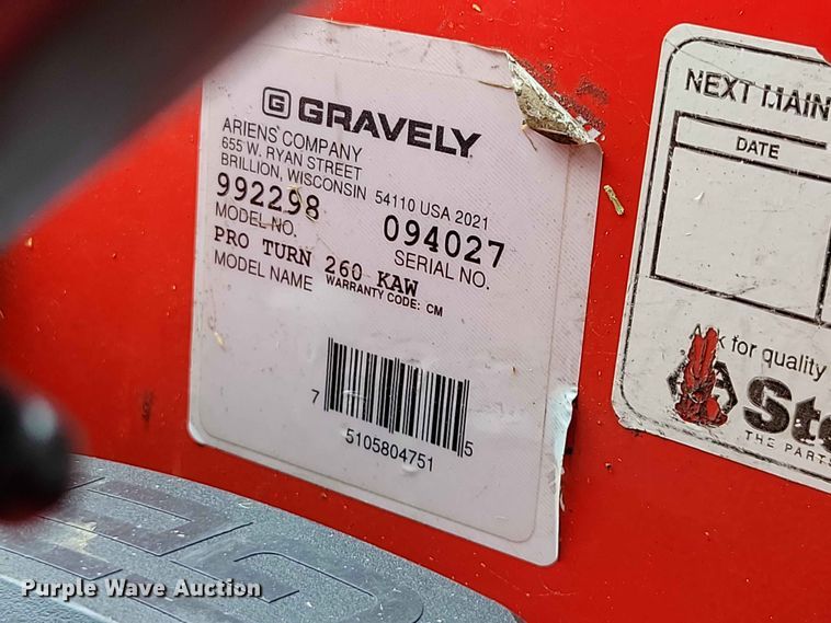 image for item FU0022 Gravely Pro turn 260 ZTR lawn mower