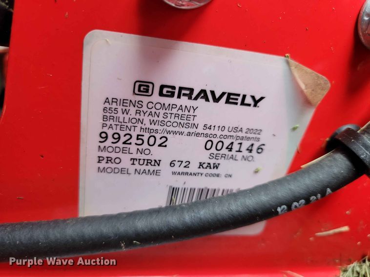 image for item FU0023 Gravely Pro Turn 672 ZTR lawn mower