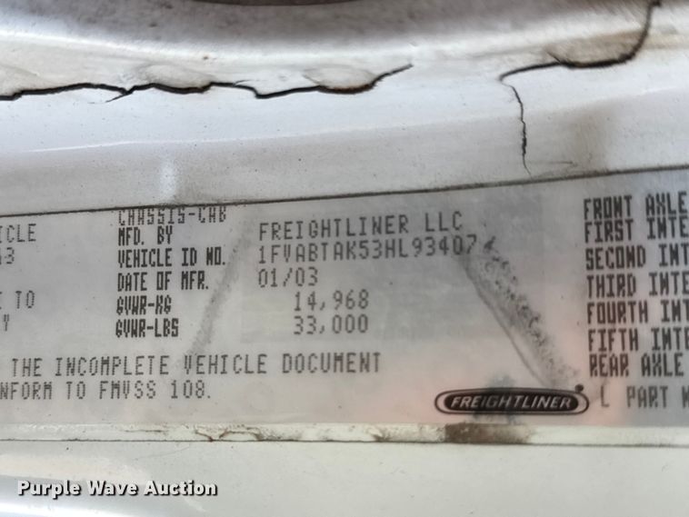 image for item NJ9230 2003 Freightliner FL70 box truck