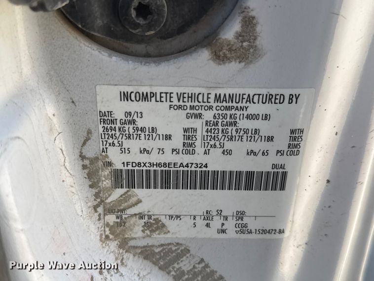 image for item NJ9248 2014 Ford F350  Super Duty XL Ext. Cab dump flatbed pickup truck