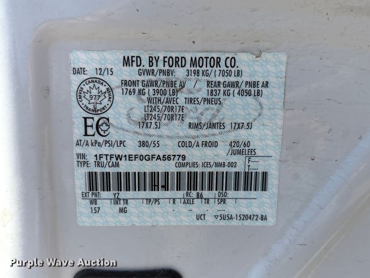 image for item NM9806 2016 Ford F150 Pickup