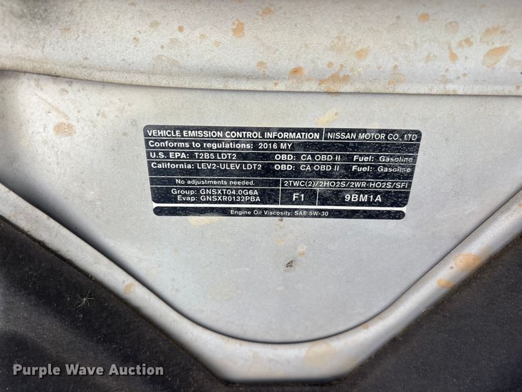 image for item YA3836 2016 Nissan Frontier Crew Cab pickup truck