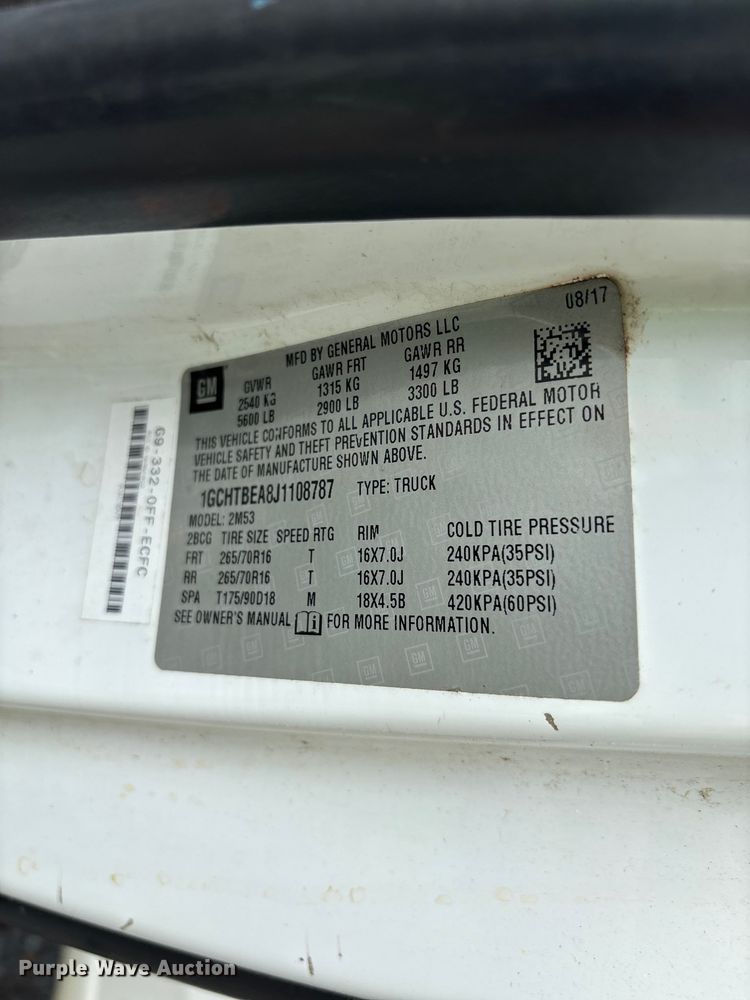 image for item YA3882 2018 Chevrolet Colorado Ext. Cab pickup truck