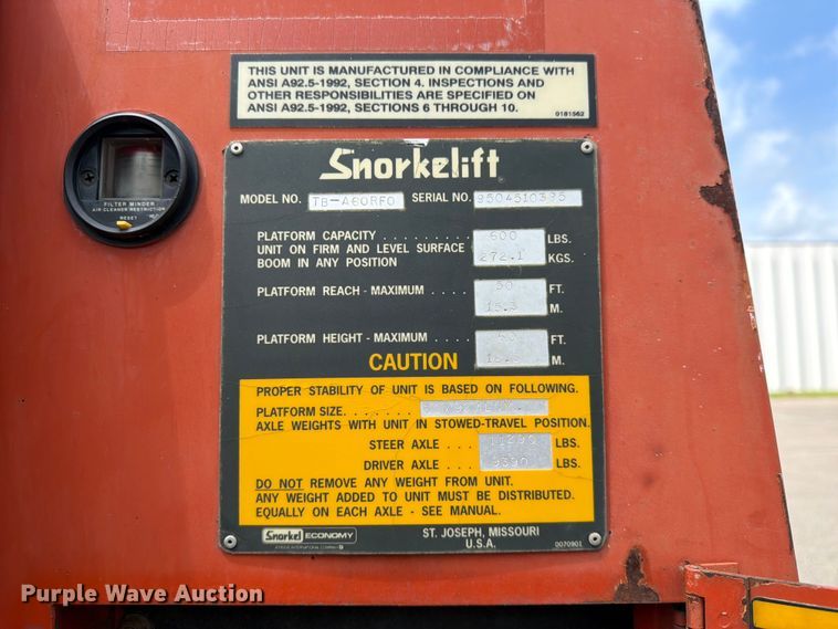 image for item DQ7936 Snorkelift TB-A60RFO boom lift