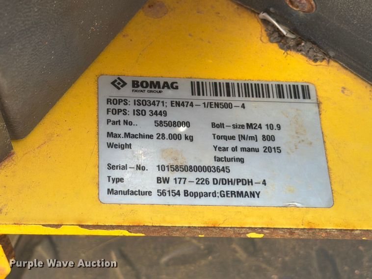 image for item ED5353 2015 Bomag BW 211 PD-50 single drum vibratory roller