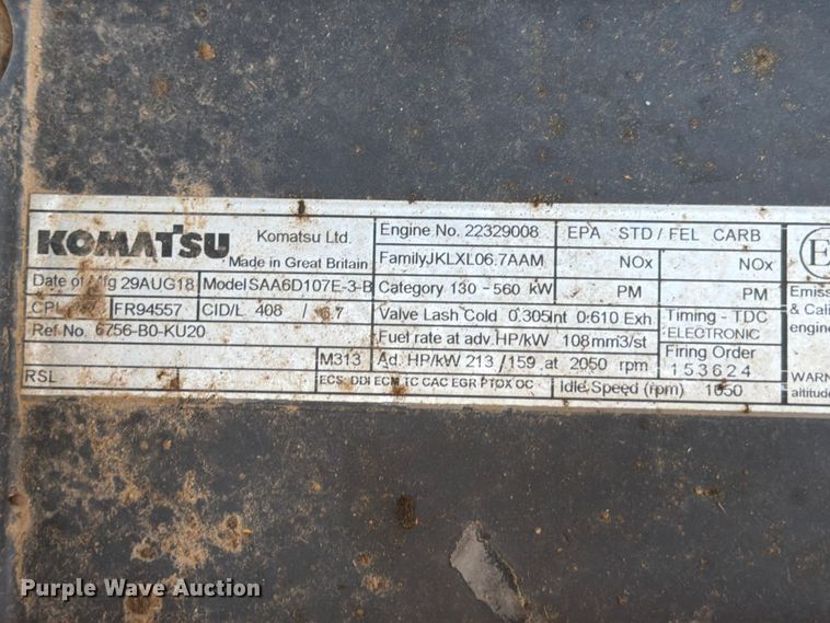 image for item ED5355 2019 Komatsu PC290LC-11 excavator