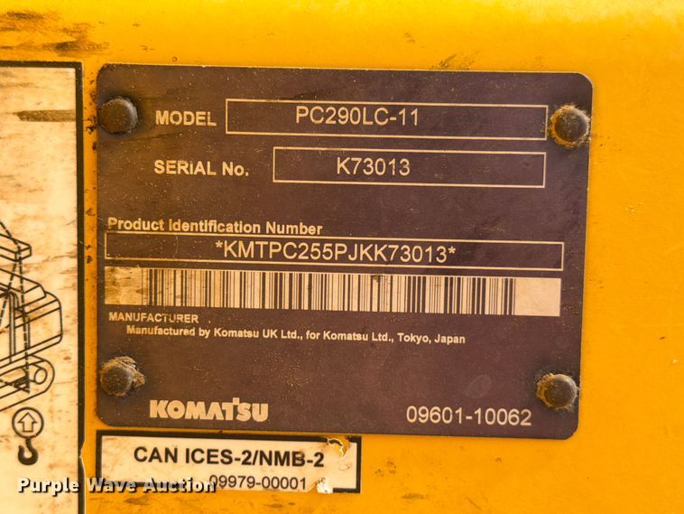 image for item ED5355 2019 Komatsu PC290LC-11 excavator